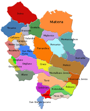 マテーラ市の地図